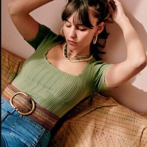 NWOT Sezane Fetiche Belt in Multicolored Stripes - FR 80